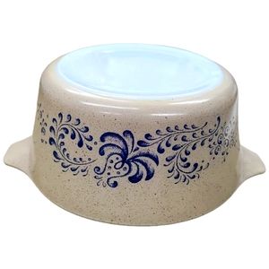 Vintage Pyrex Homestead Speckled Beige Blue Casserole 474-B 1.5 L Dish No Lid